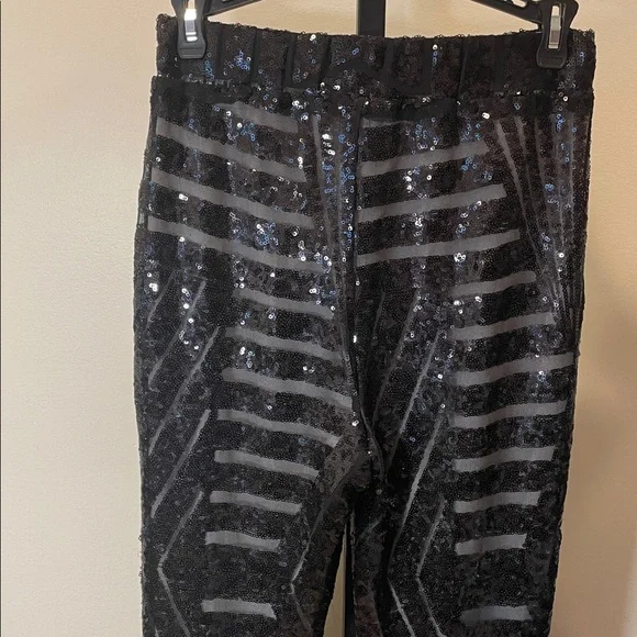 Black Sequin Flare Pants - Picture 5 of 7